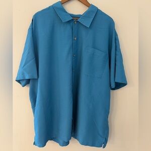 David Taylor teal blue short sleeve button up shirt SZ 3XL